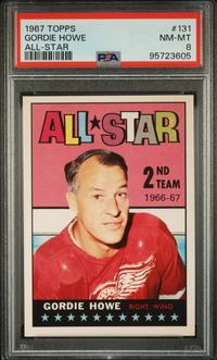 A 1967 Topps Gordie Howe All Star Hockey Card No. 131 (PSA 8 NM-MT)