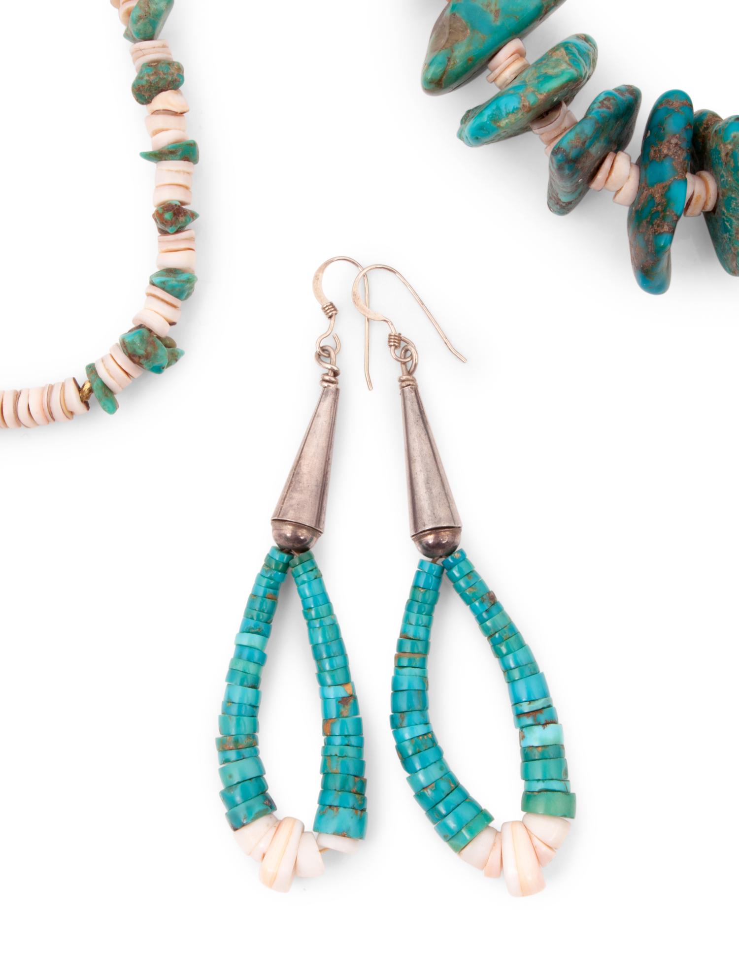 Pueblo Turquoise Nugget Necklace, with Joclas and Matching Earrings