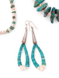 Pueblo Turquoise Nugget Necklace, with Joclas and Matching Earrings