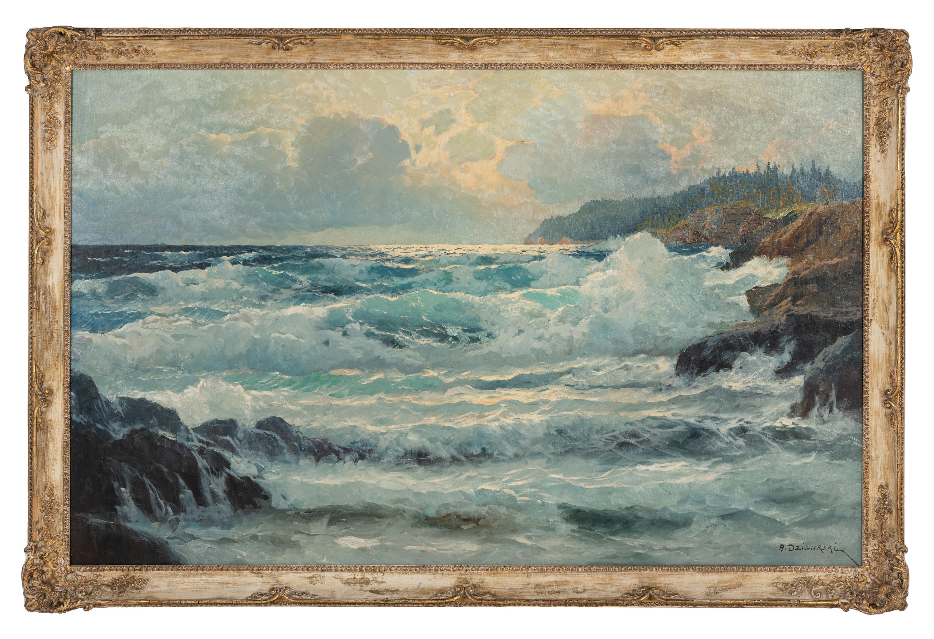 Crashing Waves Along the Shore