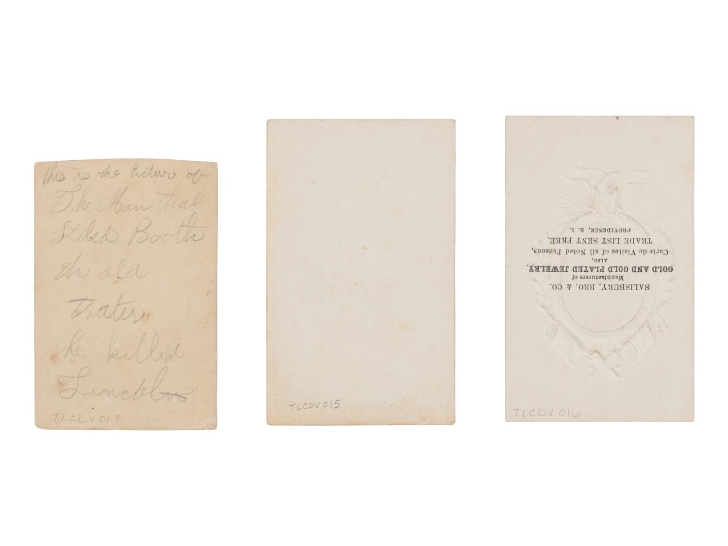 [CORBETT, Thomas H. ("Boston") (1832-1894)]. A group of 3 CDVs, ca 1865.
