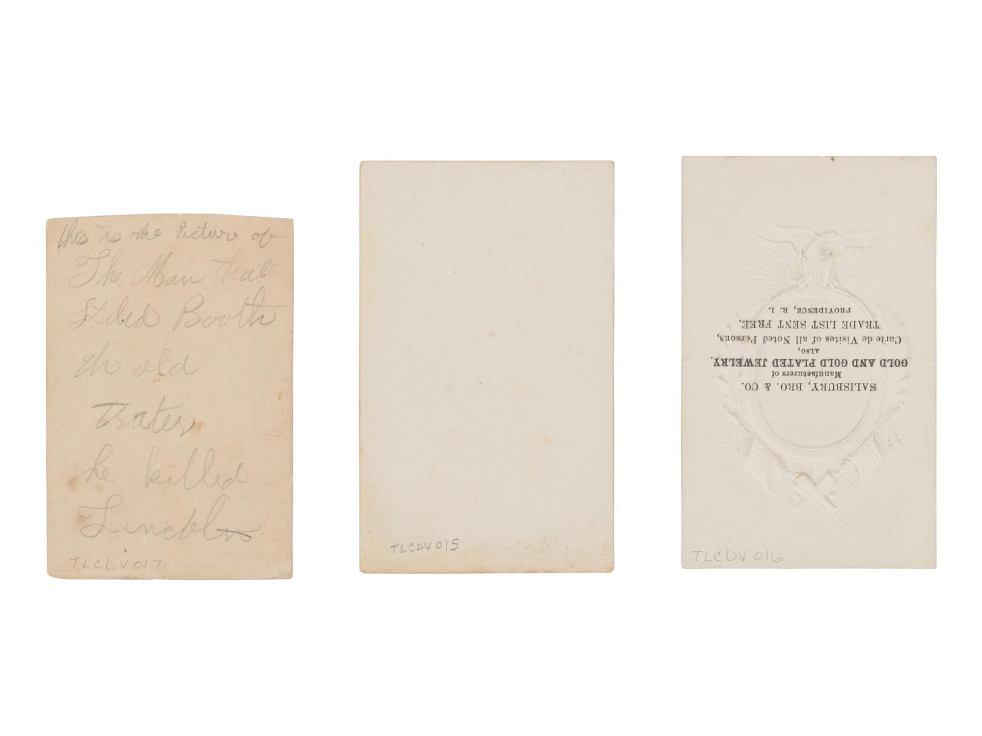 [CORBETT, Thomas H. ("Boston") (1832-1894)]. A group of 3 CDVs, ca 1865.