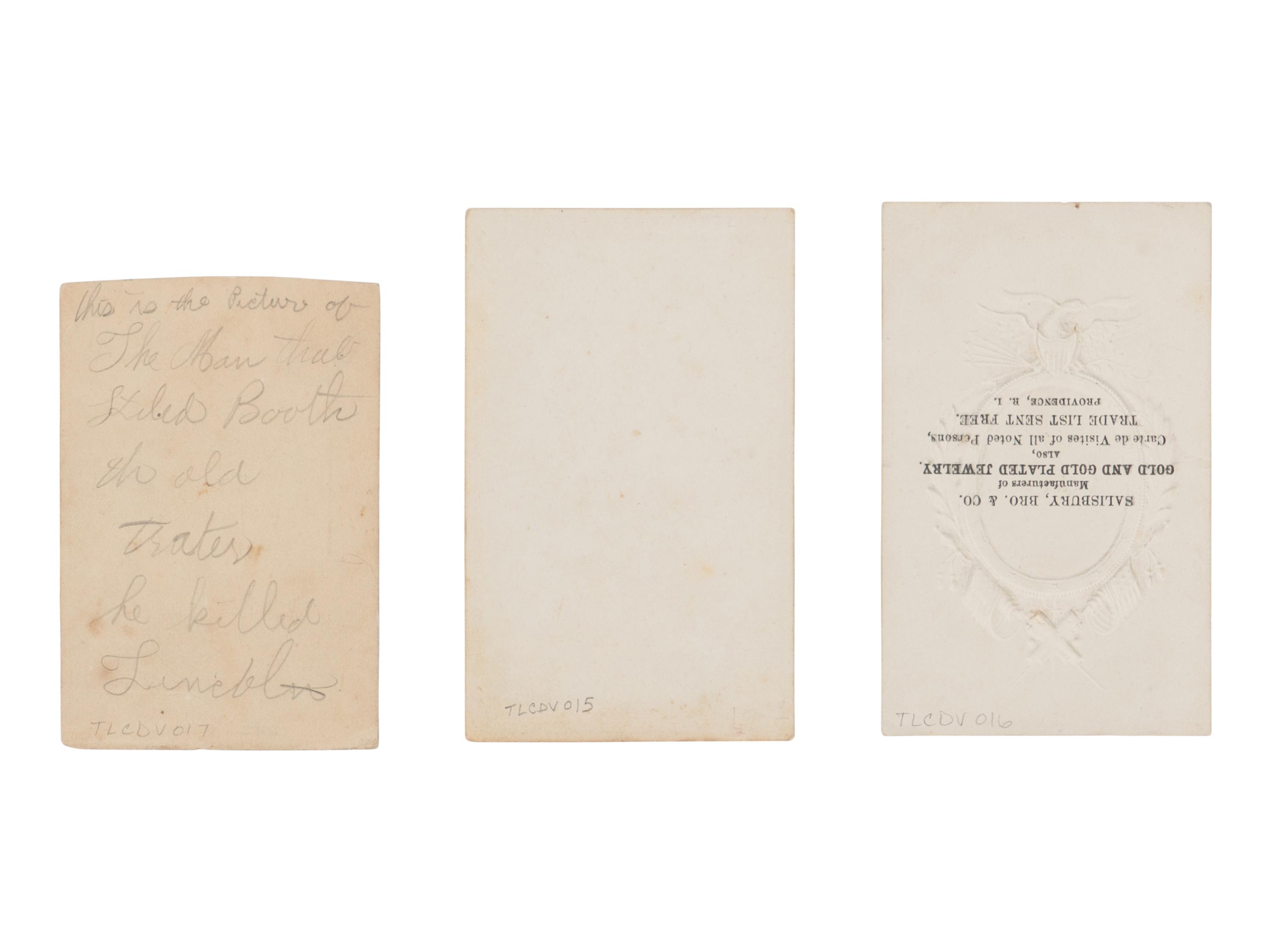 [CORBETT, Thomas H. ("Boston") (1832-1894)]. A group of 3 CDVs, ca 1865.