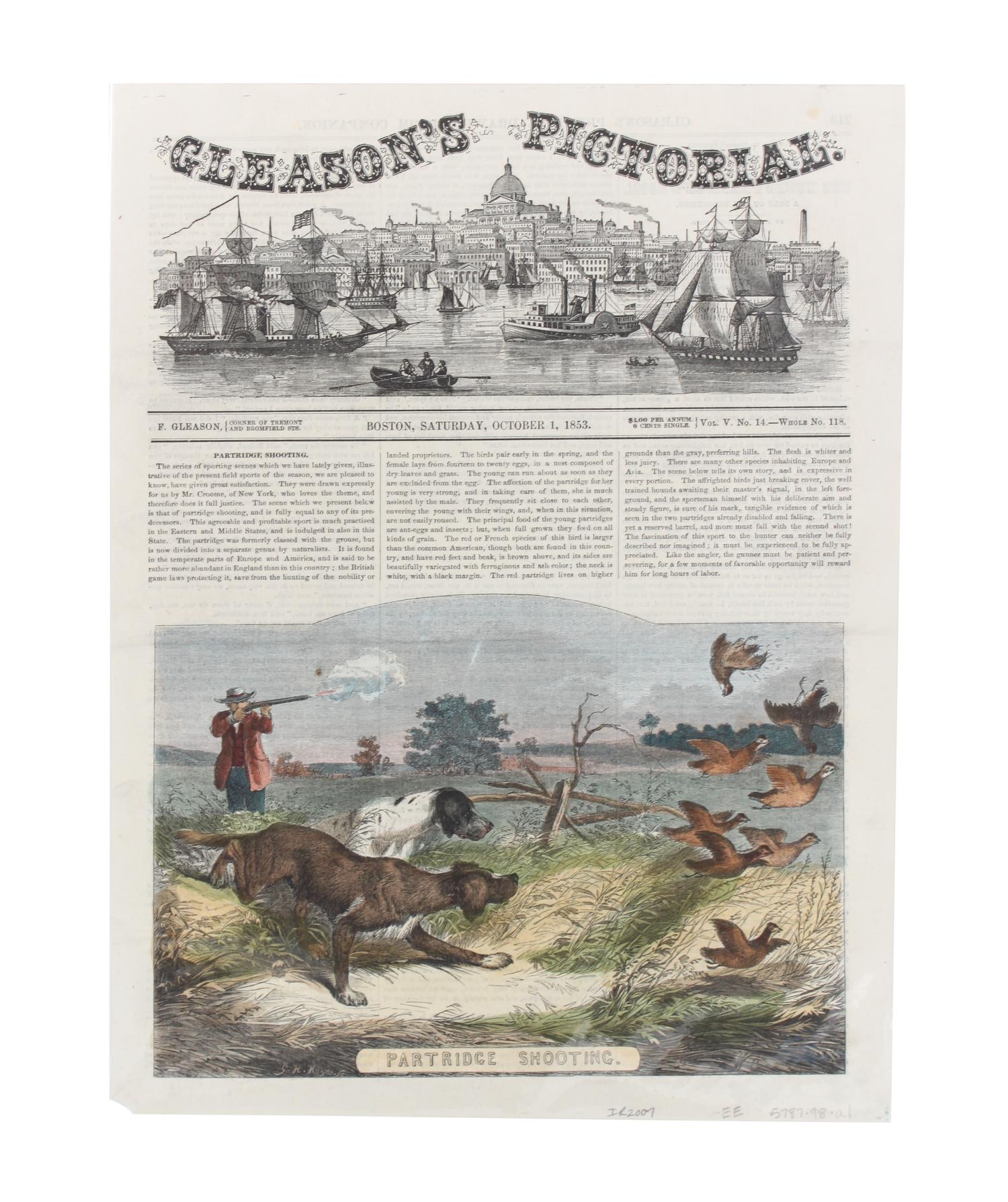 Six Hand Colored Woodblock Hunting Prints Height 14 x width 9 3/4 inches. — LATE 19TH CENTURY