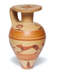 A Proto-Corinthian Miniature Aryballos with Hounds