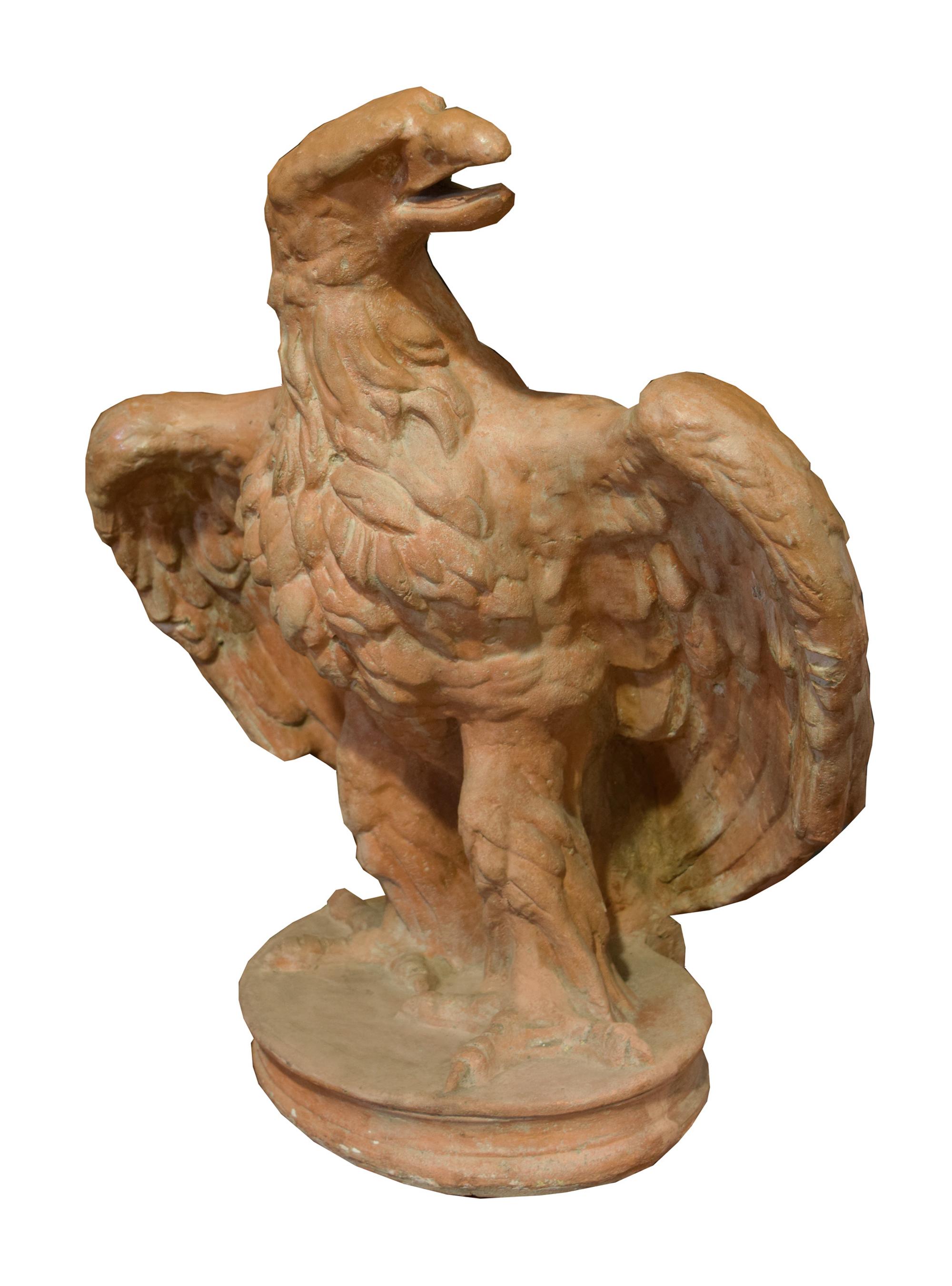 A Pair of Terra Cotta Eagles 21" W x 17.5" D x 25.5" H — Italy, Circa 1880