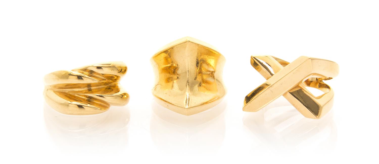 A Collection of 14 Karat Yellow Gold Rings, 24.00 dwts.