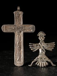 Silver Cross Pendant AND Knifewing Pin / Brooch