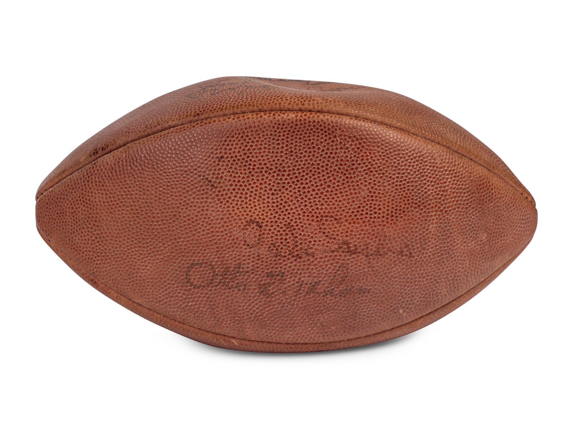 A Group of Two Hall of Fame Multi Signed Autograph Official Game Footballs (Including Johnny Unitas, Otto Graham, Gale Sayers and George Blanda)