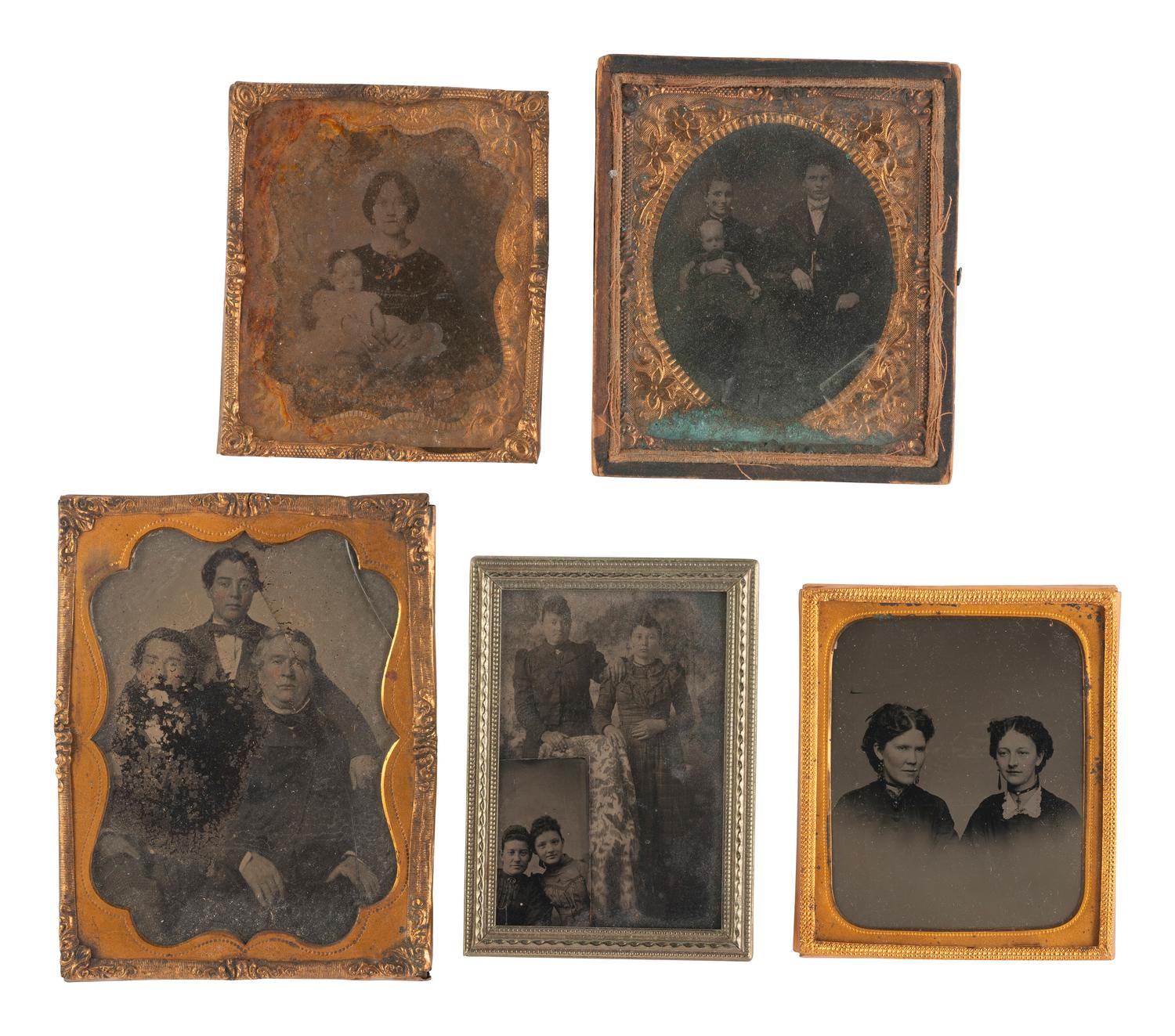 [EARLY PHOTOGRAPHY]. An assortment of hard images of couples and trios.