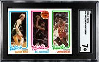 A Group of 1980-81 Topps Magic Johnson and Larry Bird Rookie Basketball Cards