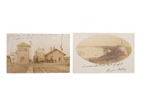 [RAILROADS]. Over 120 RPPCs & photographs of railroad stations, train depots, and roundhouses.