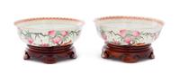 A Pair of Iron Red and Famille Rose Porcelain Bowls Diameter 7 inches. — REPUBLIC PERIOD