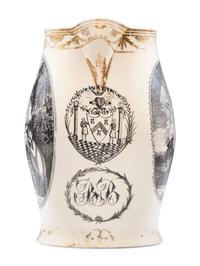 A Liverpool Transfer-Printed Creamware 'Emblem of America / Washington in Glory' Pitcher