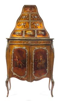 A Louis XV Style Gilt Bronze Mounted Vernis Martin Cabinet Height 69 x width 36 x depth 17 1/2 inches. — EARLY 20TH CENTURY