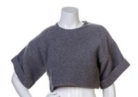 A Celine Gray Felt Crop Top, Size 38.
