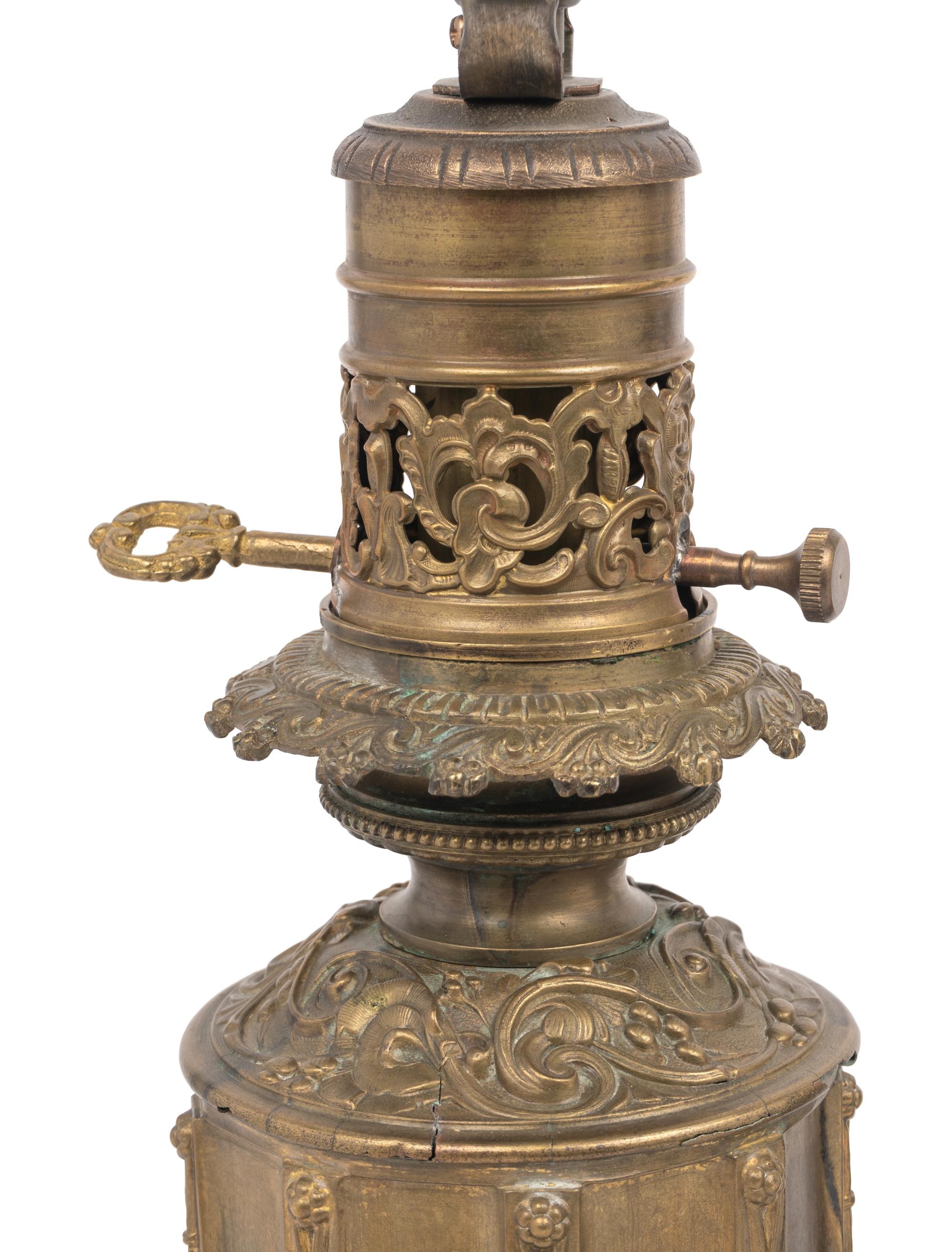 A Pair of French Gilt Metal Fluid Lamps Converted to Electricity