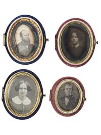 [EARLY PHOTOGRAPHY]. 24 daguerreotypes housed in oval velvet cases.