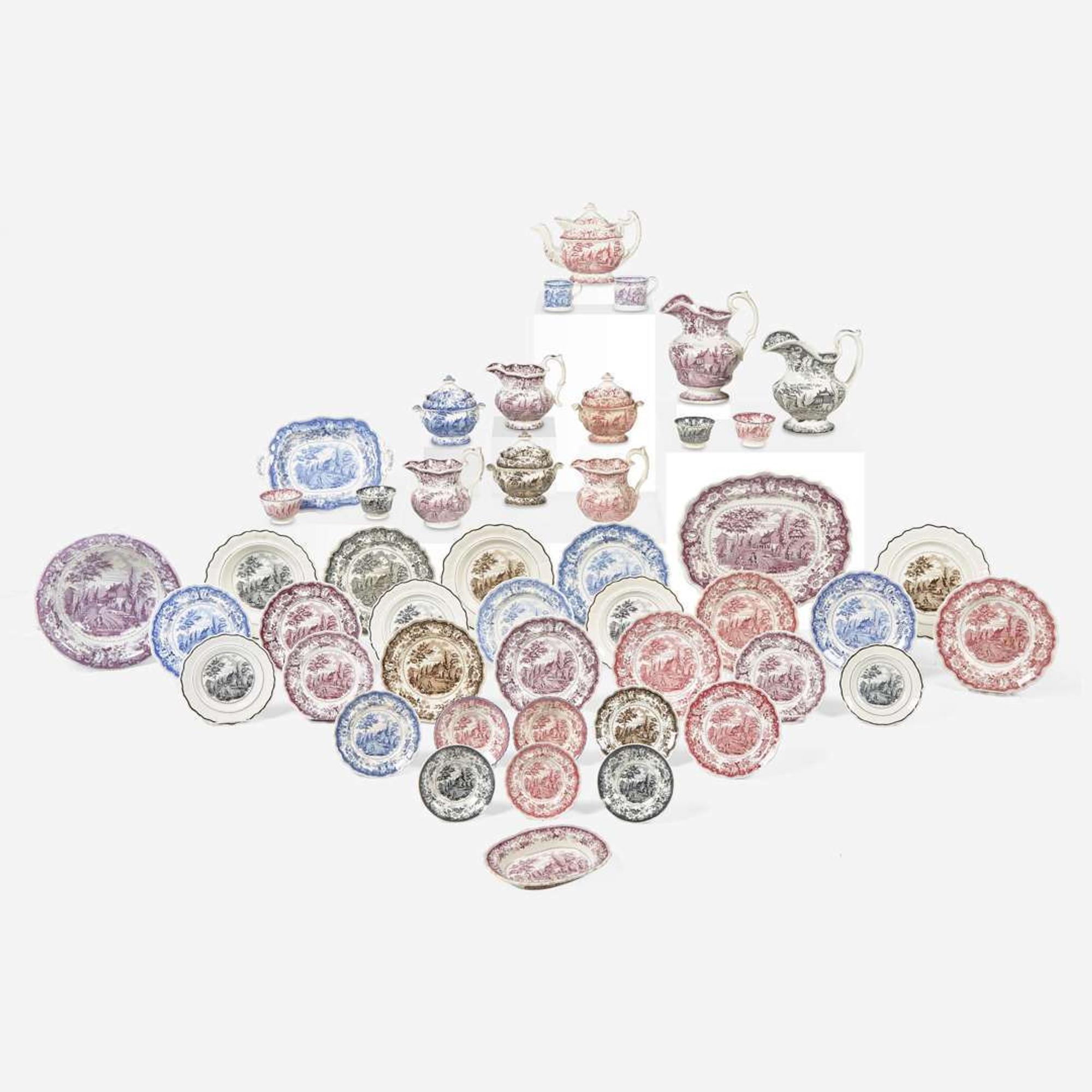 A collection of "Residence of the late Richard Jordan" Staffordshire transfer-printed tablewares first quarter 19th century