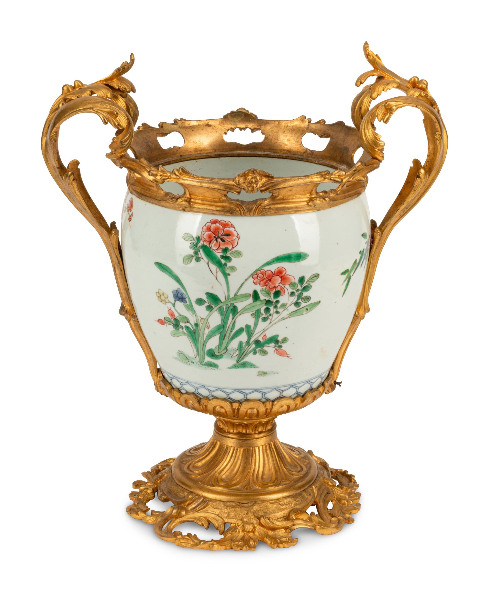 A Continental Gilt Bronze Mounted Chinese Porcelain Vase