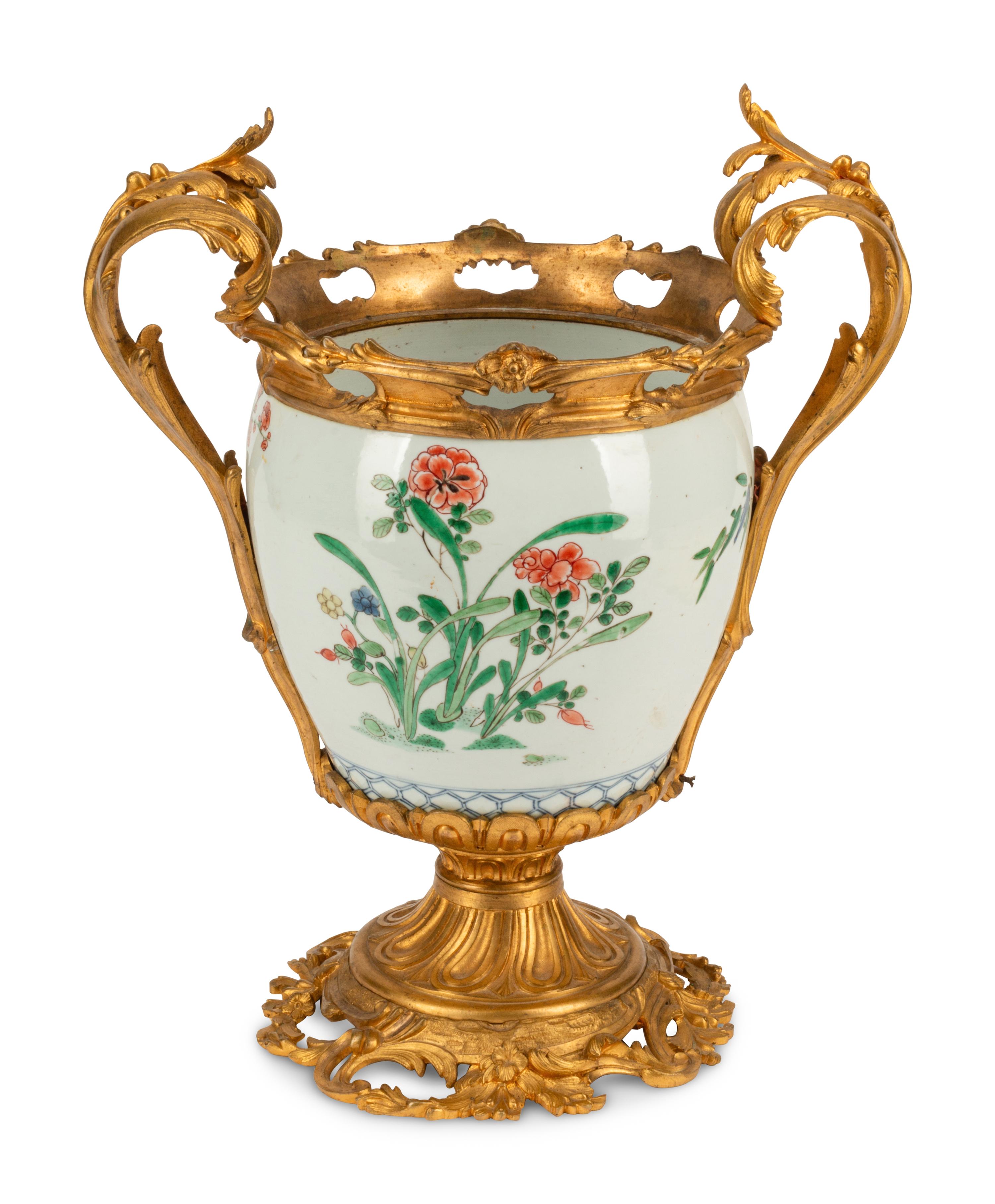 A Continental Gilt Bronze Mounted Chinese Porcelain Vase