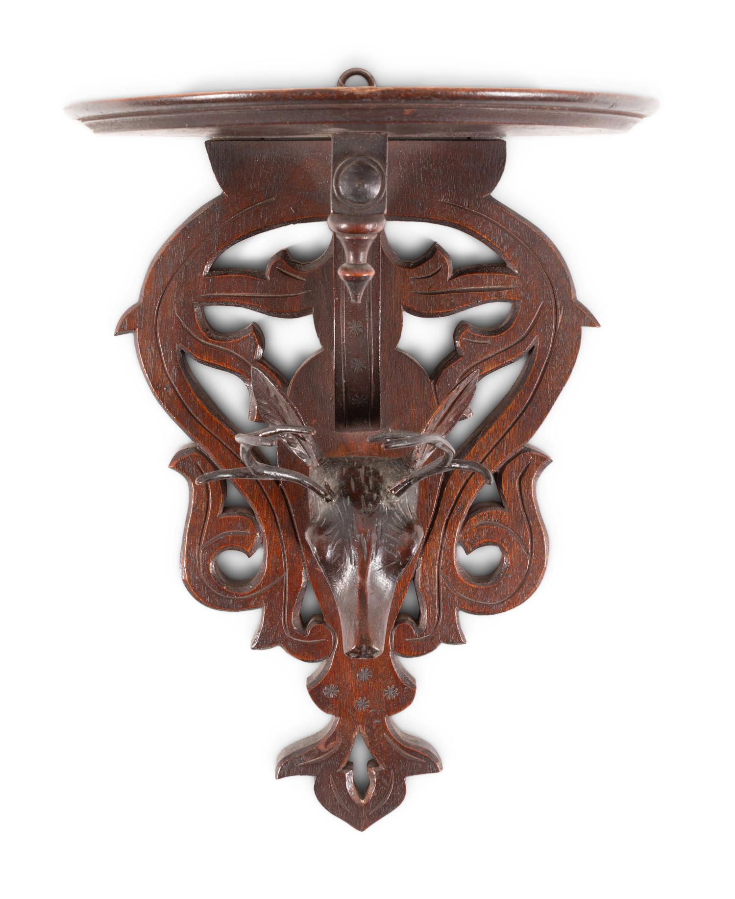 Two Black Forest Carved Wall Shelves