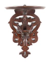 Two Black Forest Carved Wall Shelves