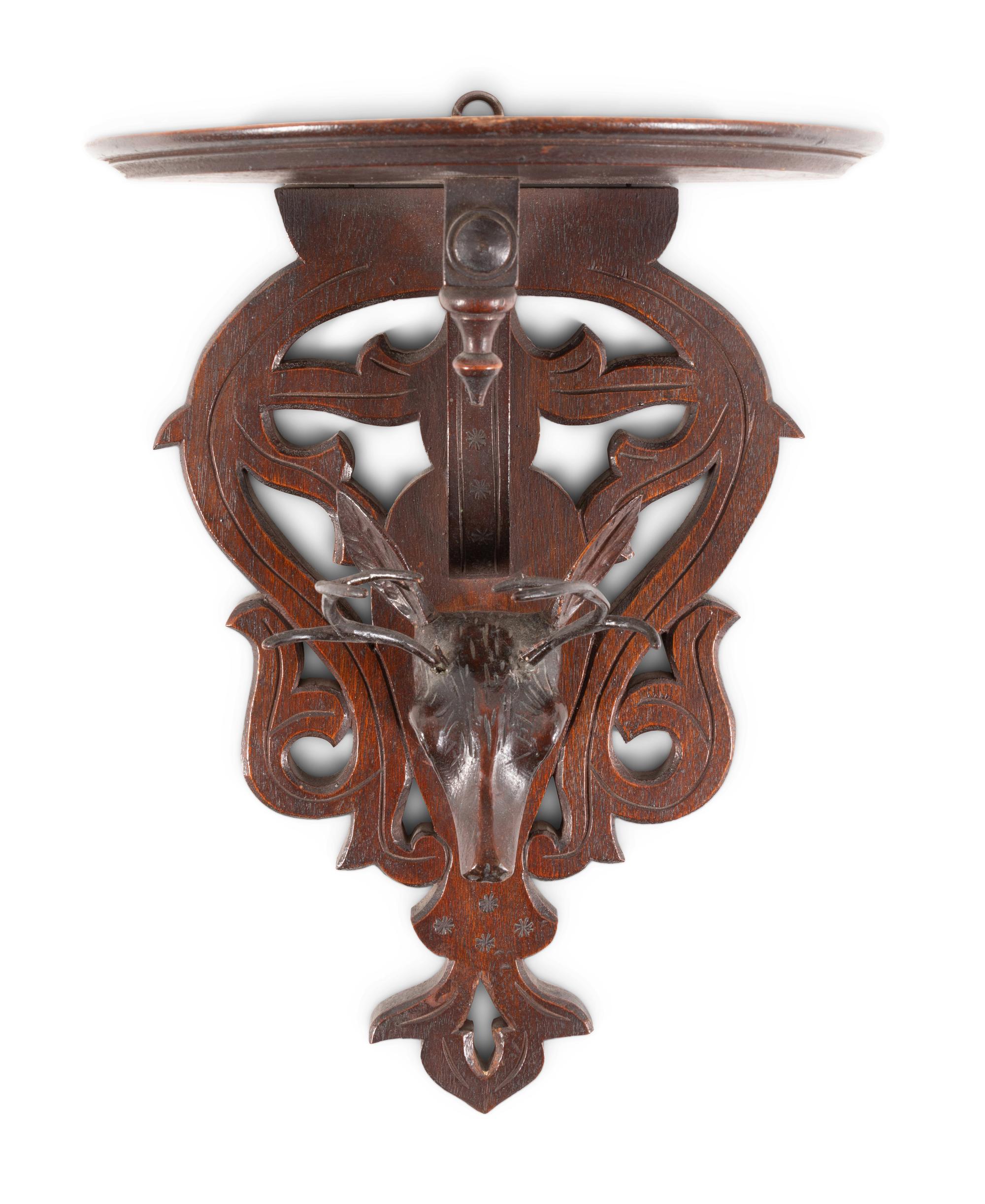 Two Black Forest Carved Wall Shelves