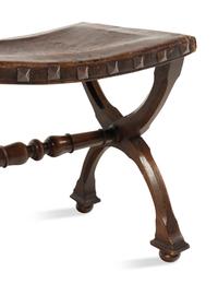 A Pair of Spanish Leather Stools