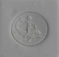 A Neoclassical Amazonite and Gold Finger Ring with the God Eros Riding a Dolphin and a Greek Inscription