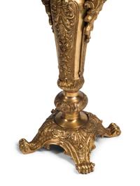 A Pair of Continental Gilt Bronze Marble-Top Figural Pedestals