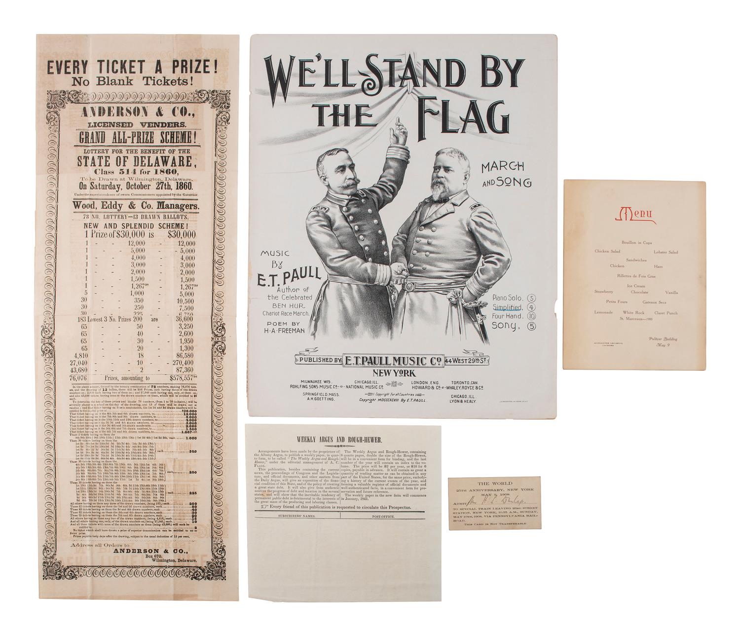 [EPHEMERA]. A group of 19th-century advertisements, publications, and ephemera.