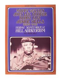 [MUSIC]. GRIMSHAW, Gary, artist. Daystar Presents Muddy Waters, John Lee Hooker, Buddy Guy, Junior Wells, Terry Tate. Friday September 17, Hill Auditorium, Ann Arbor, Mich . [1971].