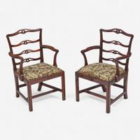 A set of twelve Chippendale carved ribbon-back mahogany dining chairs Possibly Connecticut, late 18th century
