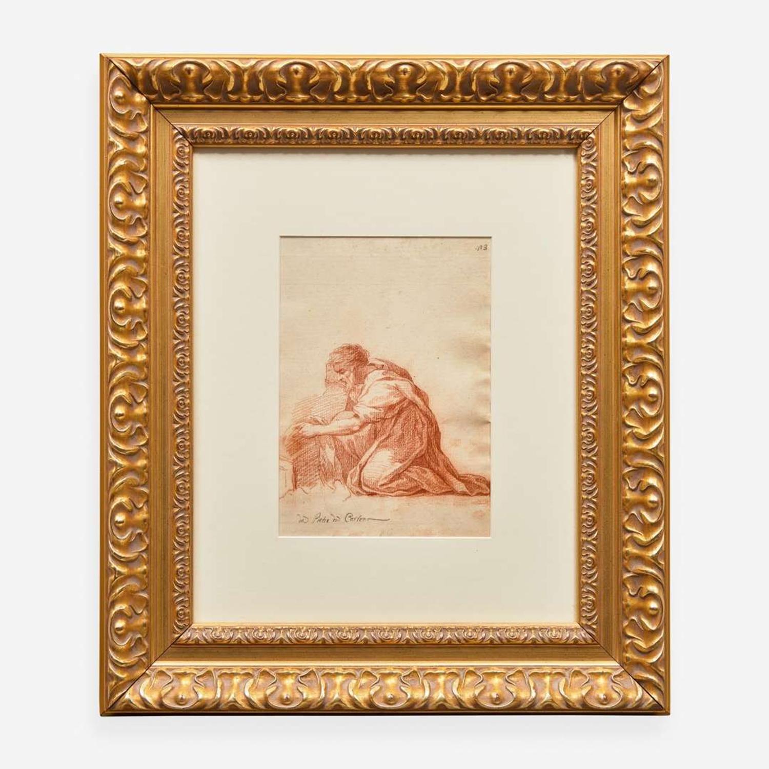 Francesco Bartolozzi (Italian, 1727-1815) Study of a Kneeling Figure; with Counterproof Study of a Figure with Two Camels Verso