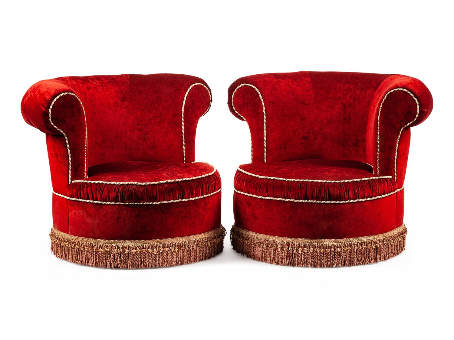 A Pair of Art Deco Style Velvet Upholstered Armchairs