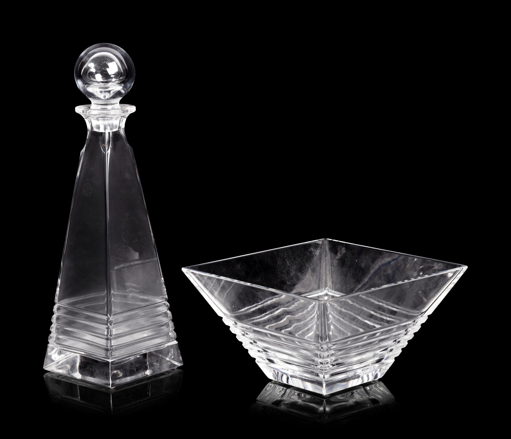A Tiffany and Co. Glass Decanter and Bowl