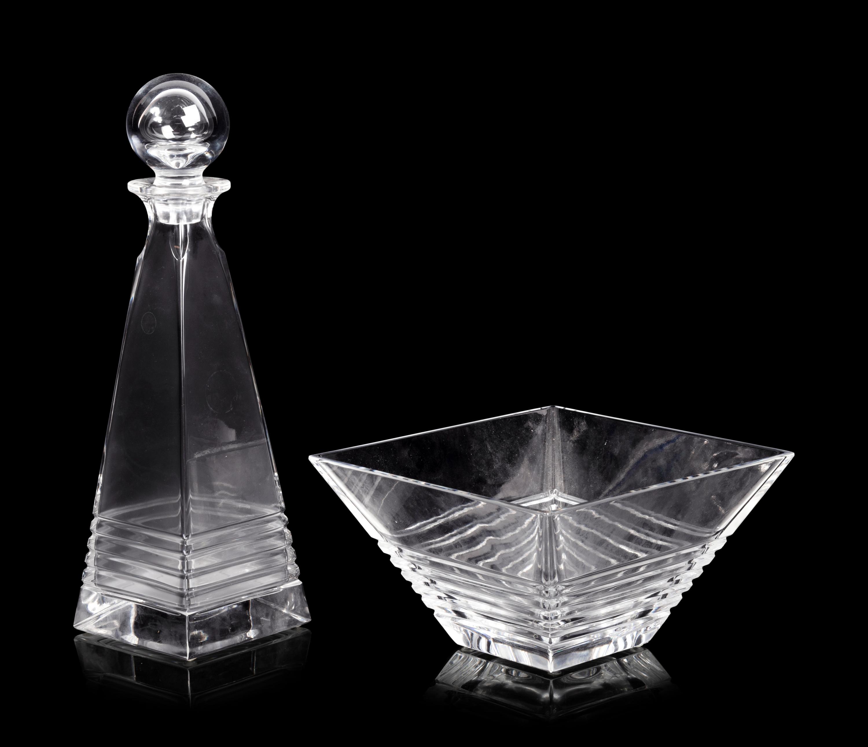 A Tiffany and Co. Glass Decanter and Bowl