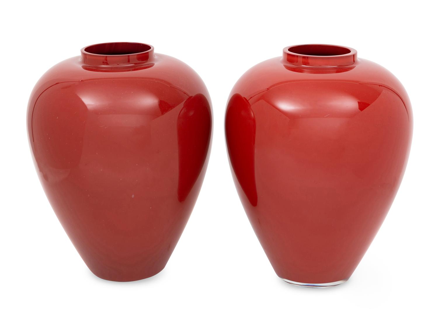 A Pair of Murano Glass Vases