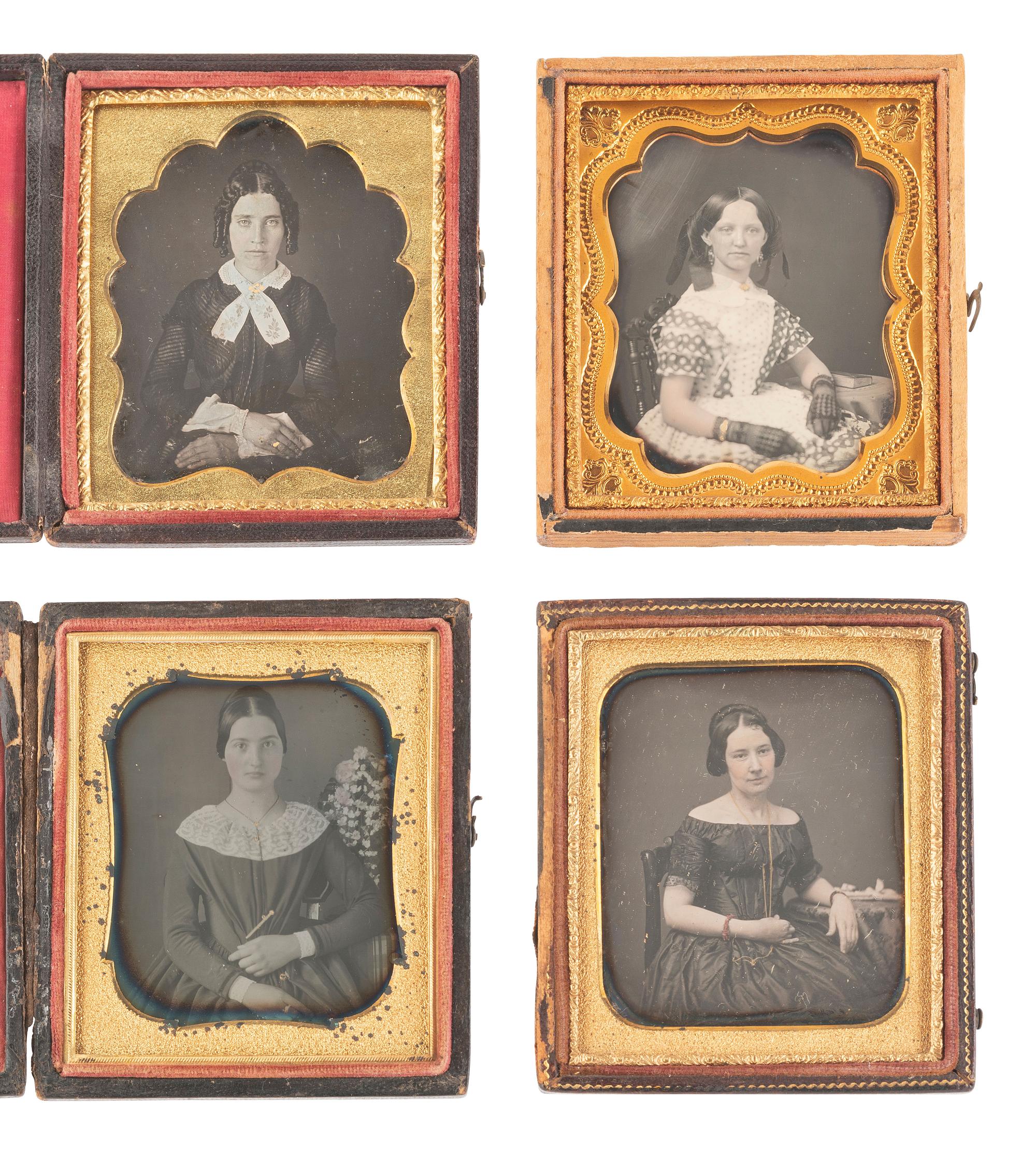 [EARLY PHOTOGRAPHY]. 20 daguerreotypes feat. women with gold accessories incl. example by PLUMBE.
