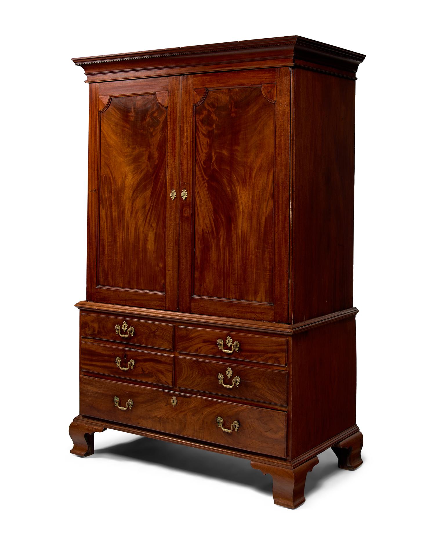 A Chippendale Mahogany Linen Press