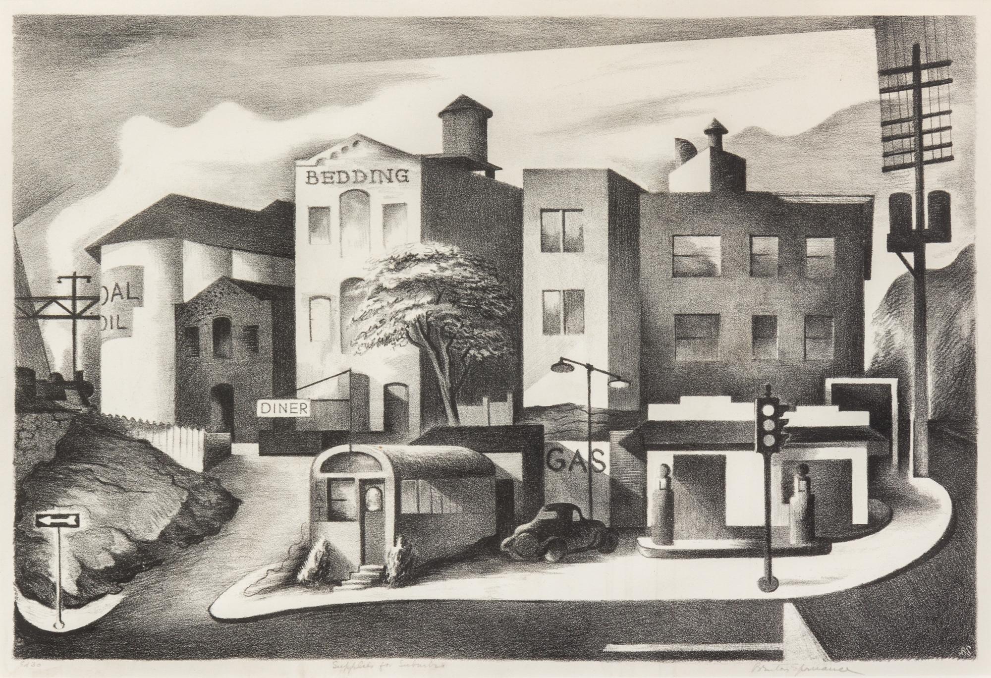 Benton Spruance, (American, 1904-1967), Supplies for Suburbia, 1938