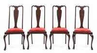 An Assembled Set of Eight Queen Anne Style Mahogany Dining Chairs Height of tallest 42 inches. — 20TH CENTURY