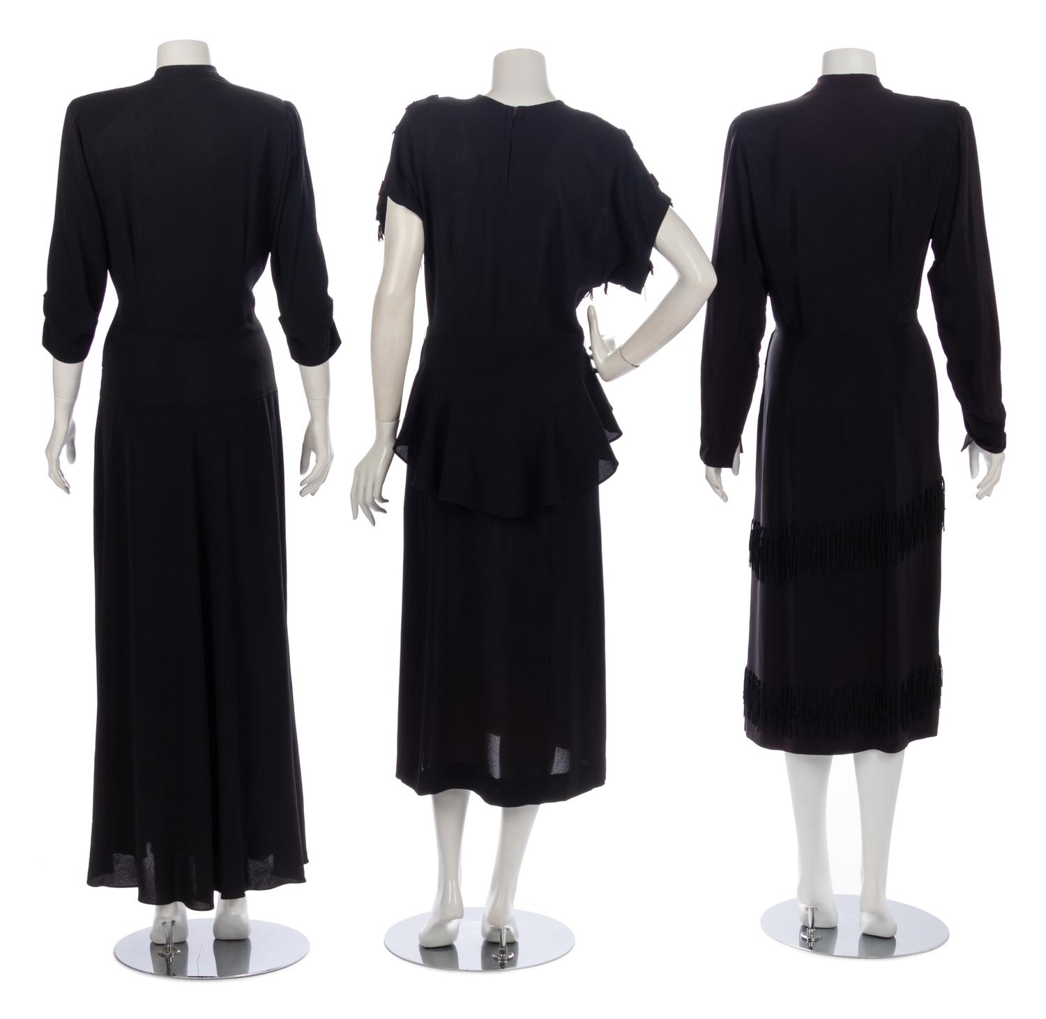 Three Fringed and Embellished Dresses, 1940s
