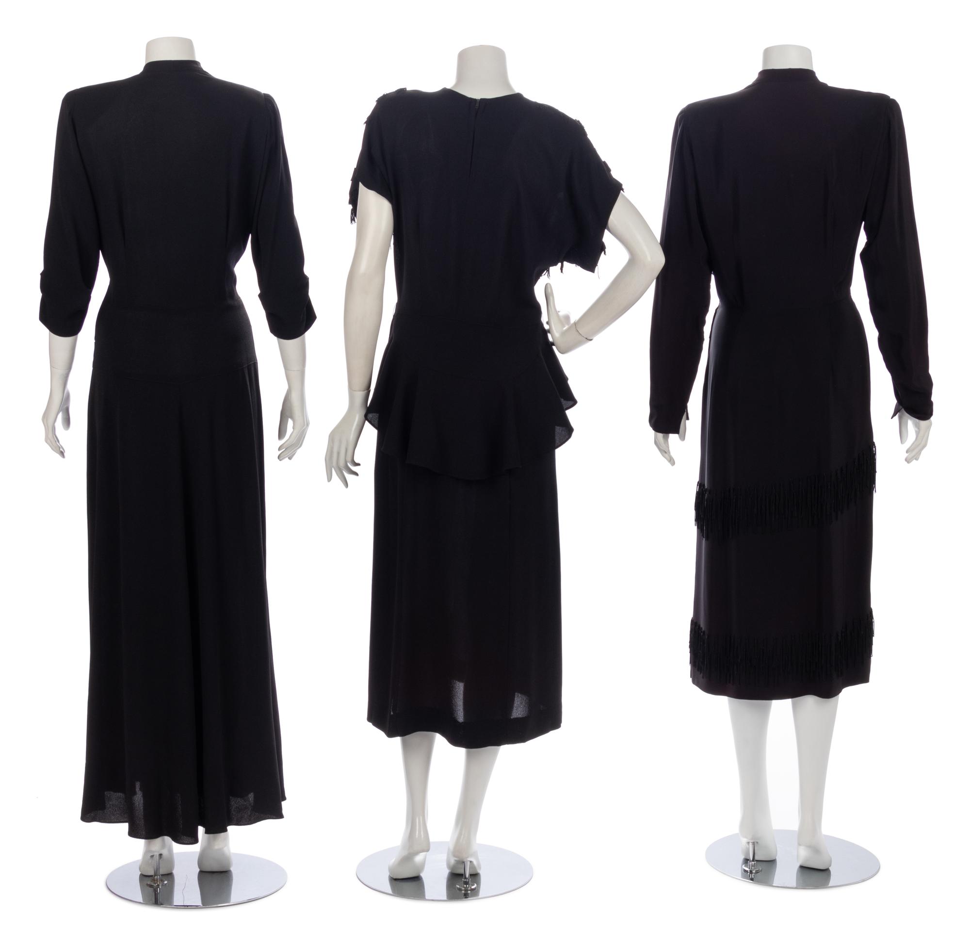 Three Fringed and Embellished Dresses, 1940s
