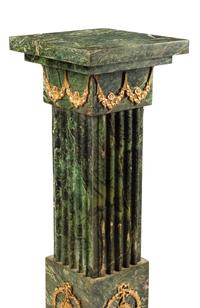 A Pair of Continental Gilt Bronze Mounted Marble Pedestals