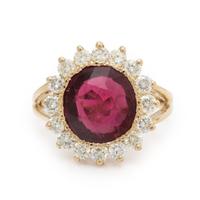 Rubellite Tourmaline and Diamond Ring