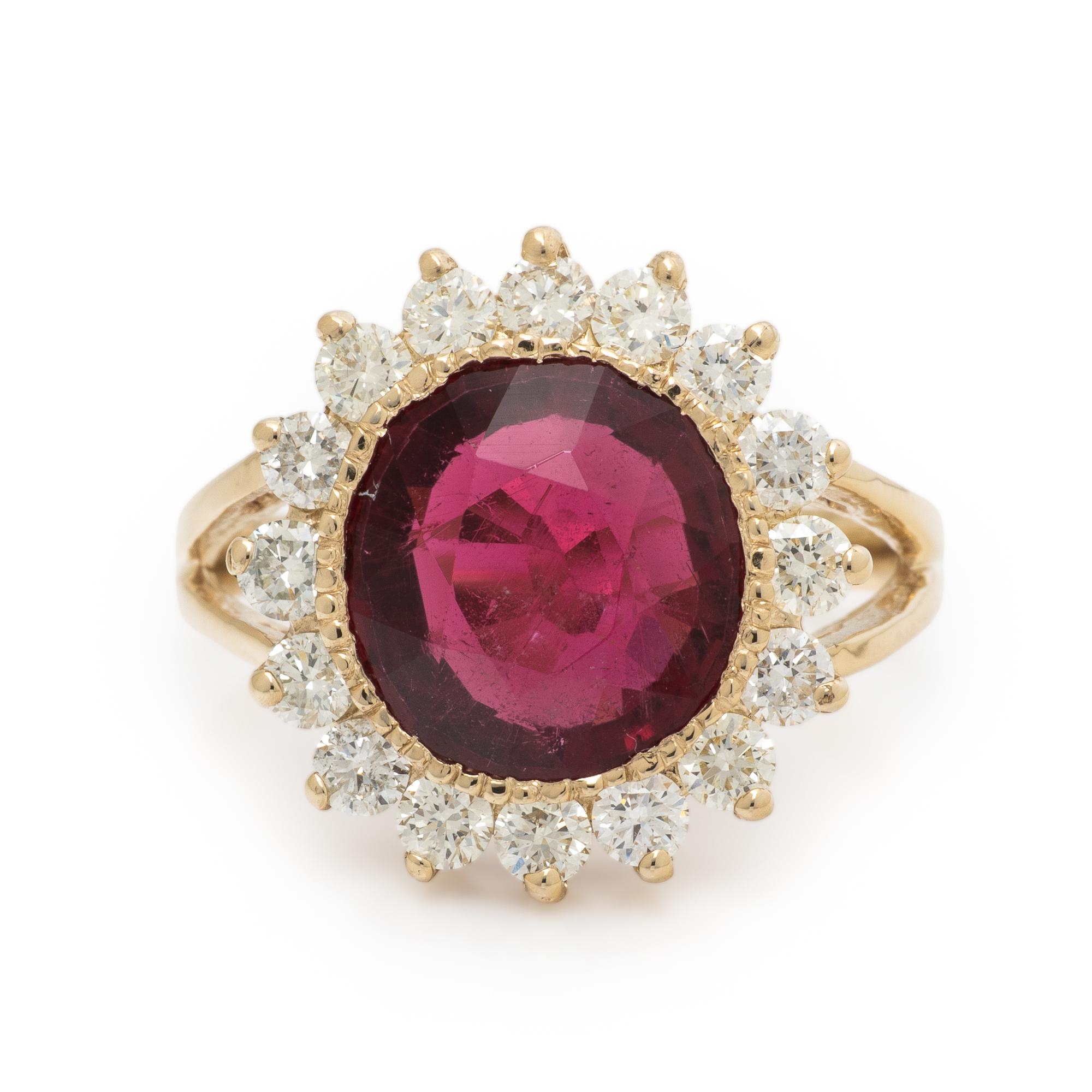 Rubellite Tourmaline and Diamond Ring