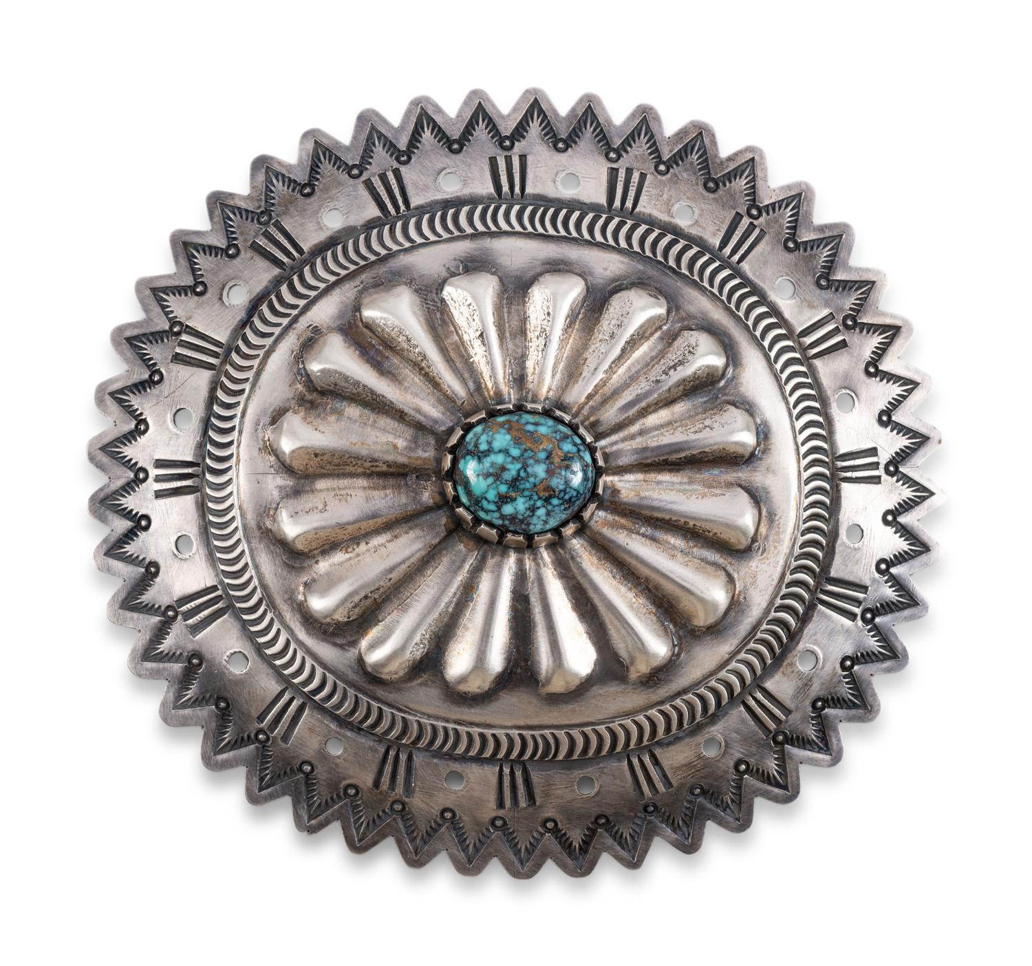 Sterling Silver and Turquoise Belt Buckle