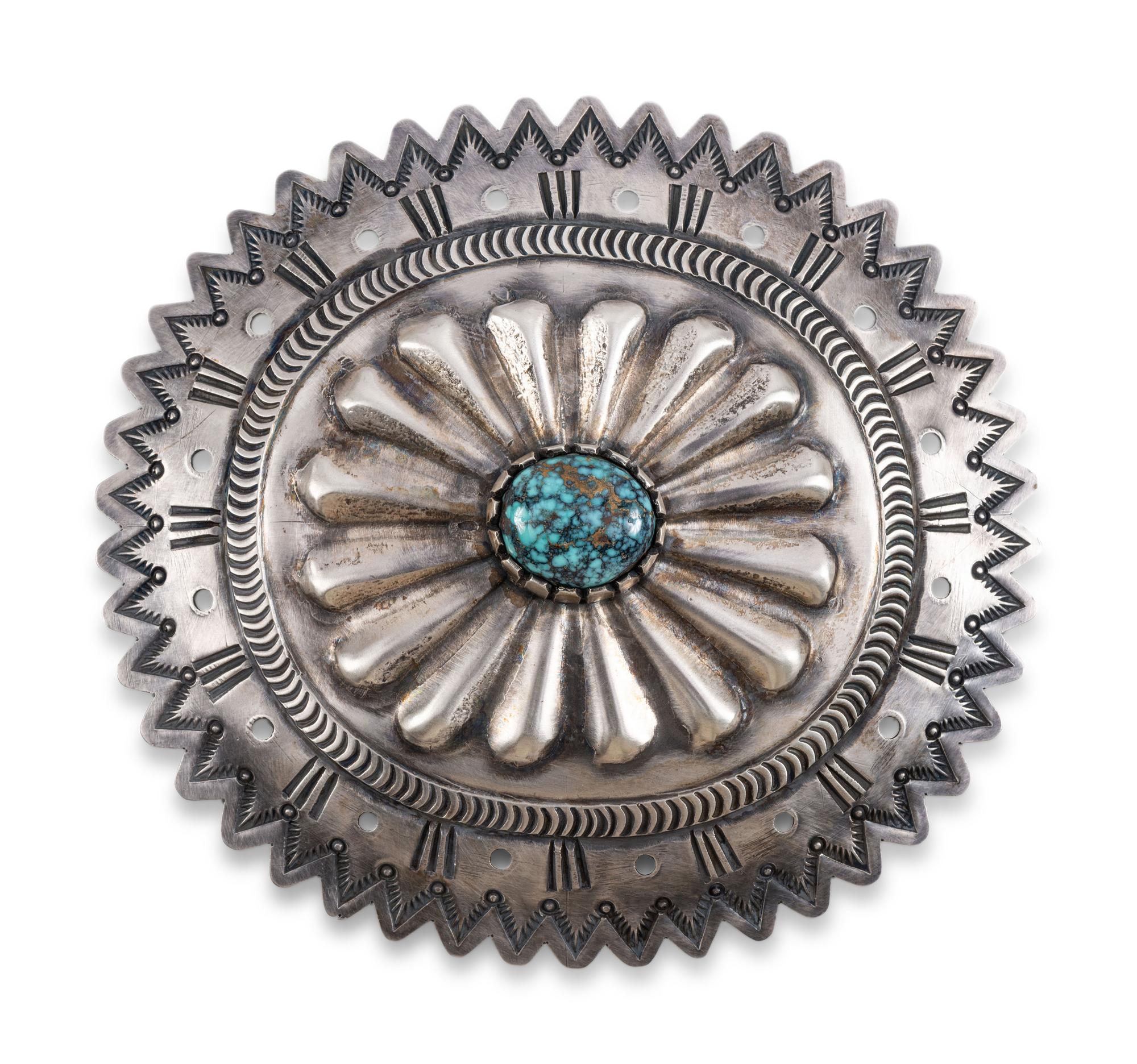 Sterling Silver and Turquoise Belt Buckle